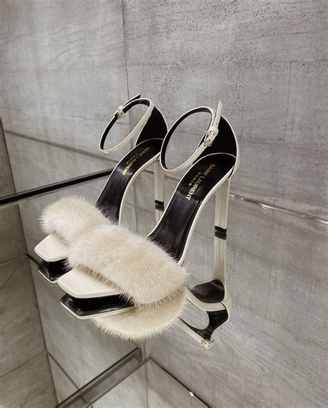 ysl fur slippers|yves Saint Laurent sandals heels.